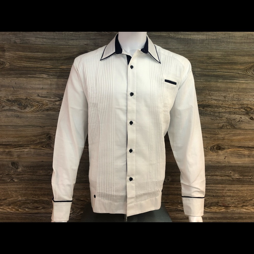 Mens Mexican Guayabera Dress Shirt White Linen Long Sleeve Casanova Brand NEW!!!